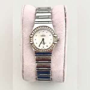 Omega Silver Watch with Diamonds